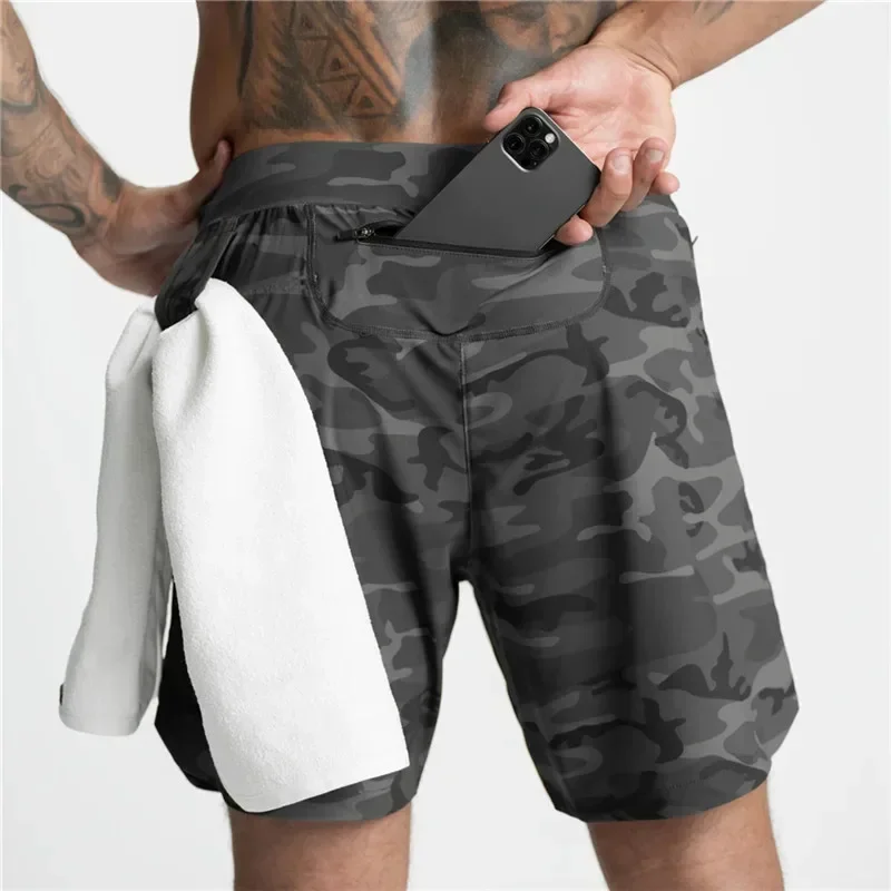 Men Running Bodybuilding Shorts Man Summer Gyms Workout Shorts Male Breathable Quick Dry Sportswear Jogger Multi-pocket Shorts