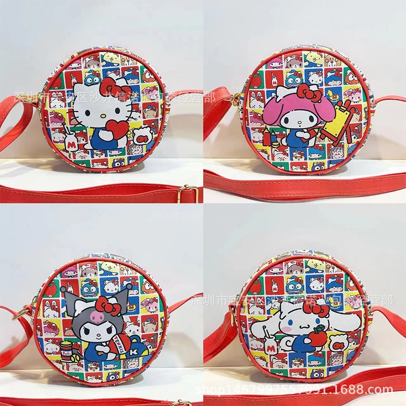 Sanrio-Bolso cruzado Kawaii de Hello Kitty para niña, bolsa de teléfono móvil con dibujos animados de corazón, regalo de marea para niños