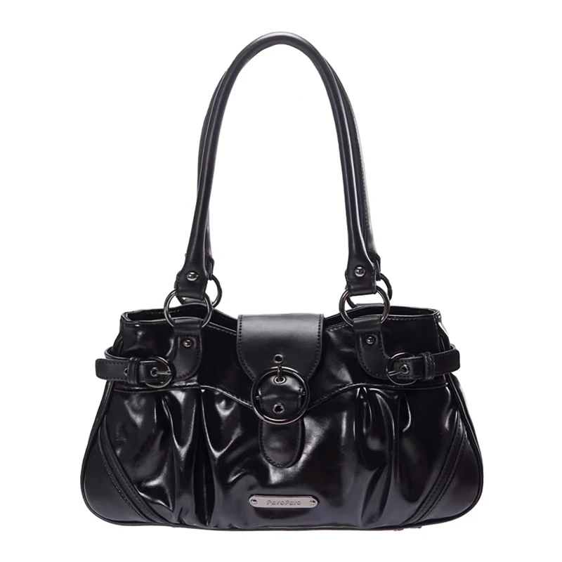 

Винтажная кожаная мотоциклетная сумка Y2K из вощеной кожи для женщин, роскошная дизайнерская сумка, классическая уличная модная сумка через плечо