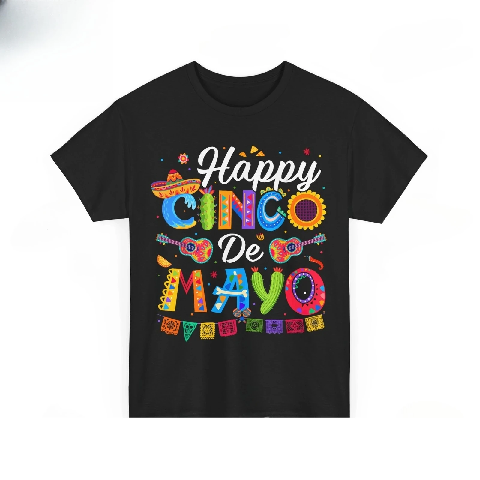 Camiseta Linda de Fiesta Mexicana del Cinco de Mayo, Suave, Veraniega, Cuello Clásico, Manga Corta, Informal, con Diseño Gráfico Divertido para Mujer