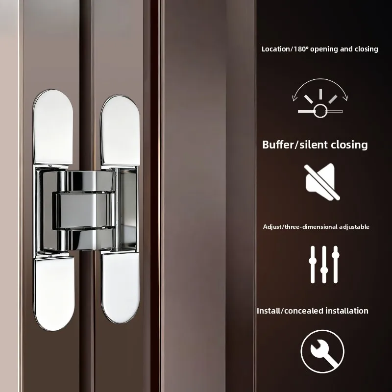 Thickened 3D Adjustable Concealed Hinge Inward‑Outward Swing Hidden Folding Wooden Gate Household Furniture Hardware
