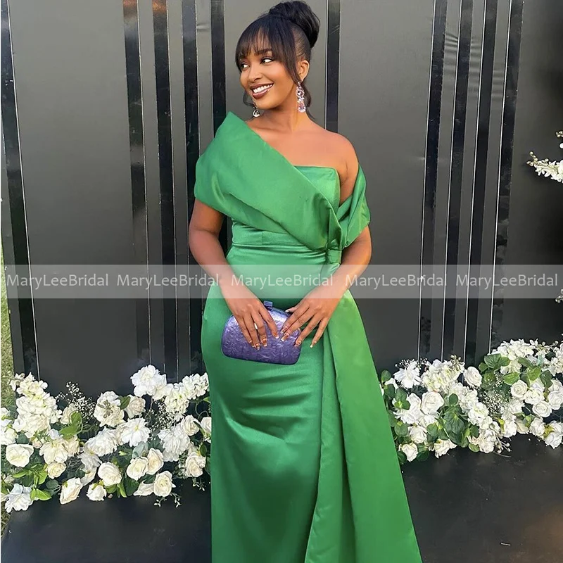 Customized Green Mermaid Bridesmaid Dresses with Removable Wrap Simple Wedding Guest Dress for Women 2024 Cheap Long Party Gowns