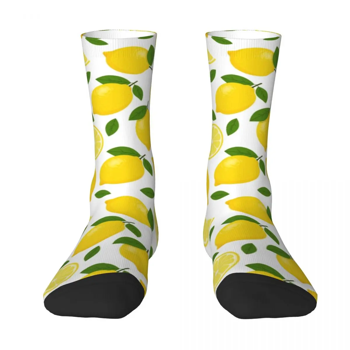 Unisex Men Socks Lemon Fruit Pattern Kitchen Slices Food Stockings Autumn Funny Warm Soft Socks Design Running Anti Slip Socks