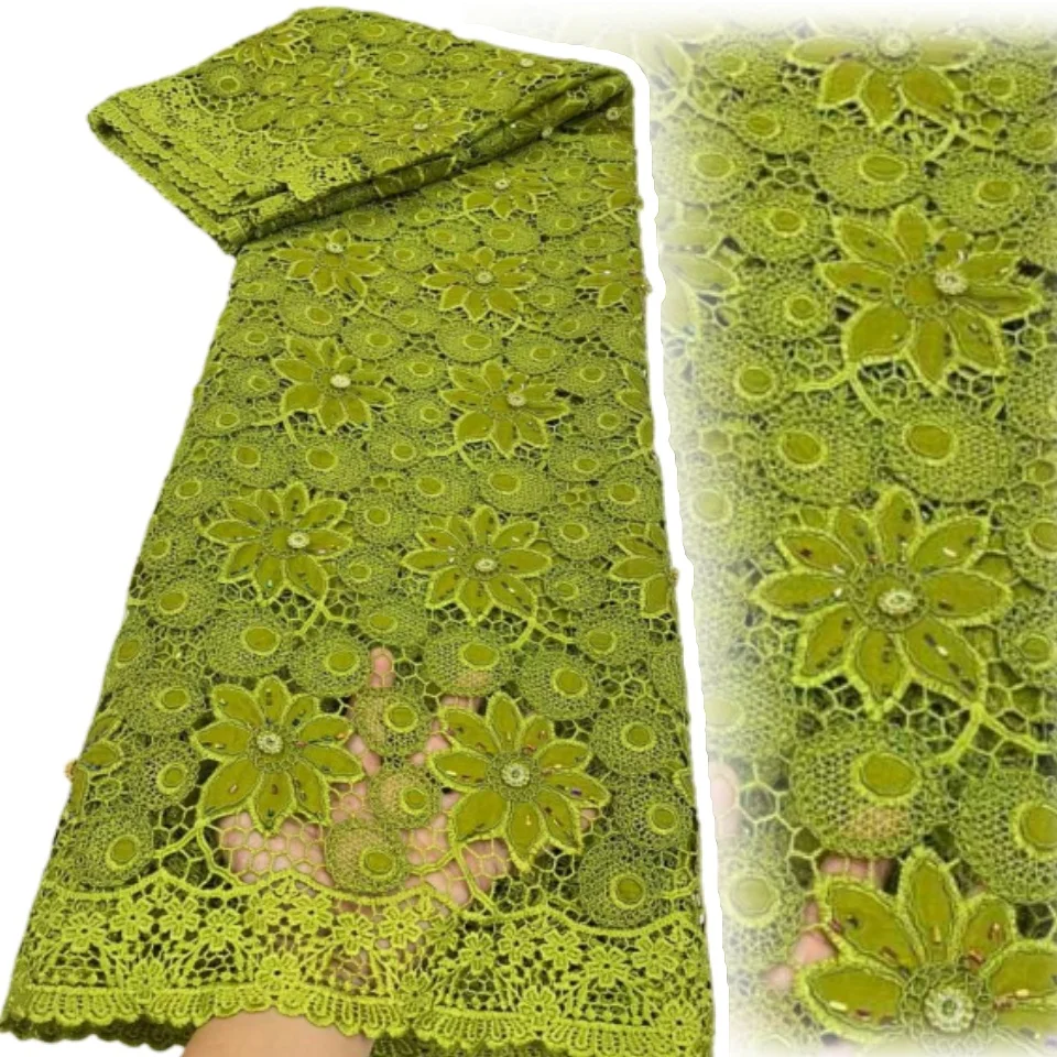 

Latest High Quality African Lace Fabric,Embroidery,Cotton Fabric Per Meter,Wedding Dress,Sequin,Water Soluble,Tulle 5Yards C1635