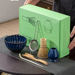 6 Pcs Japanese Bamboo Matcha Powder Whisk Teaspoon Ceramic Bowl Tranditional Tea Matcha Whisk Sets Home Tea-making Accessories