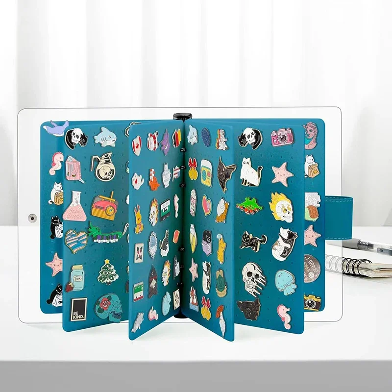 

Felt Pin Display Book Organizer for Brooches Badges Charms Collectible Metal Pins Souvenir Storage Album with Protective Pages