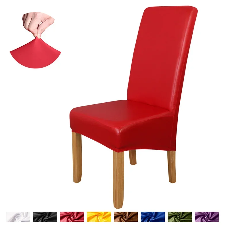 

PU Leather Chair Covers Universal Large Slant Swing Solid Color Waterproof Dustproof Chair Covers Home Wedding Seat Decoration