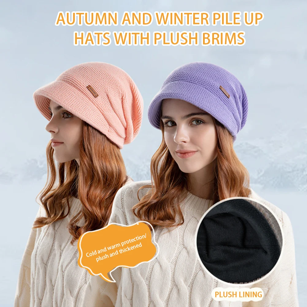 

Fashion Warm Hat With Wide Brim Windproof Skin-Friendly Hats For Cycling Walking