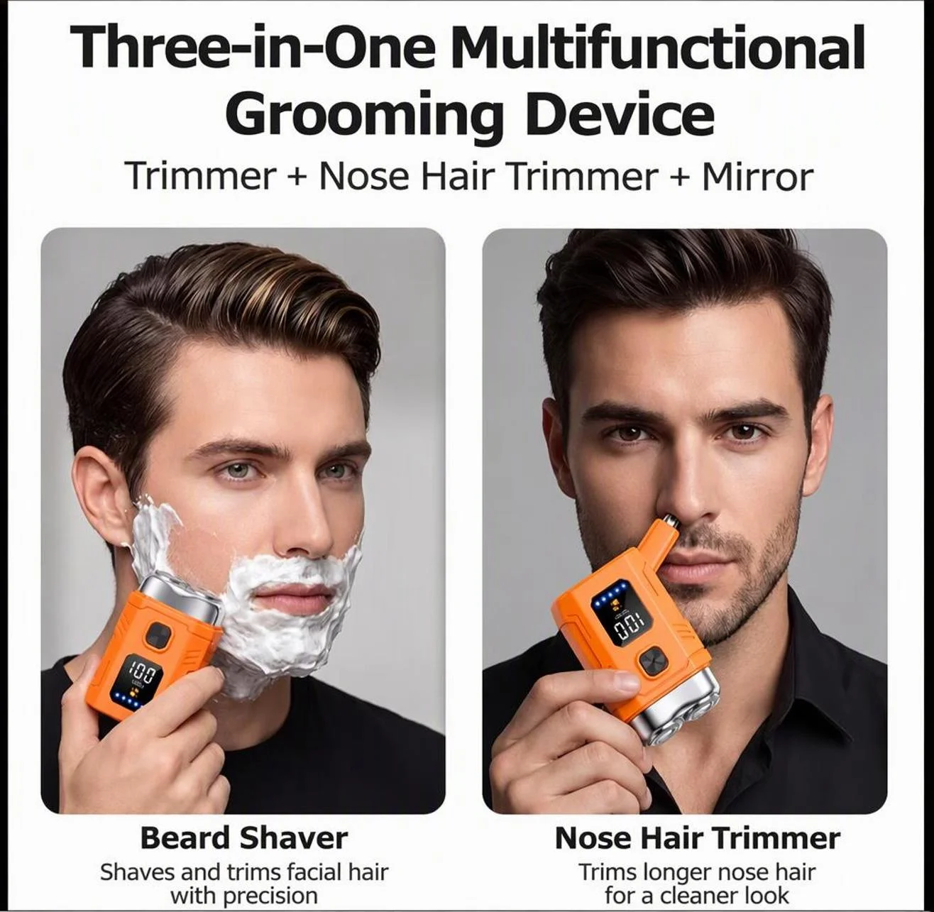 Mini convenient electric shaver, multifunctional three in one long battery life and ultra long standby, nose hair trimmer, men's