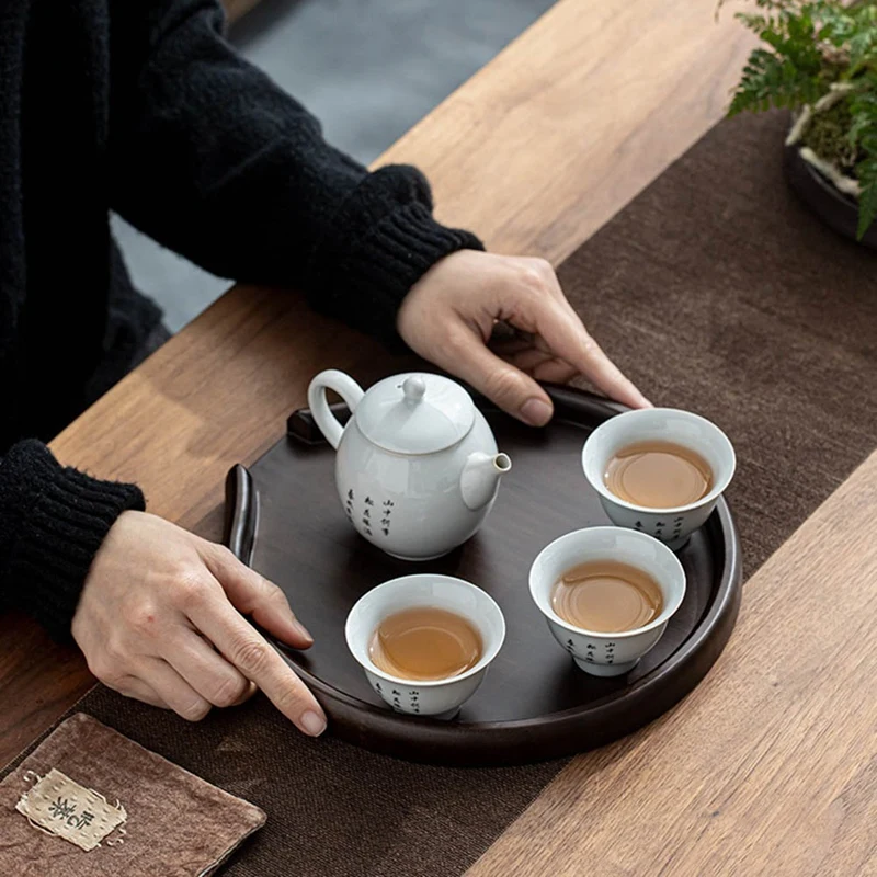 Bamboo Round Tea Tray, Tea Cake Accessories Tea Tray, Tea Ceremony Accessories Bamboo Tea Tray Bamboo Accessories