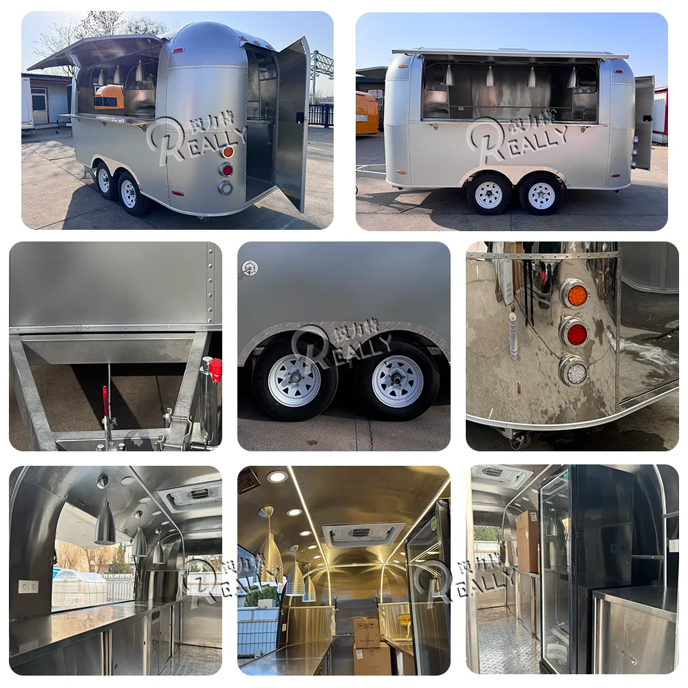 Gerobak Makanan Modern Custom, Trailer Pizza, Truk Makanan Cepat Saji, Katering Stainless Steel, Trailer Kopi untuk Dijual