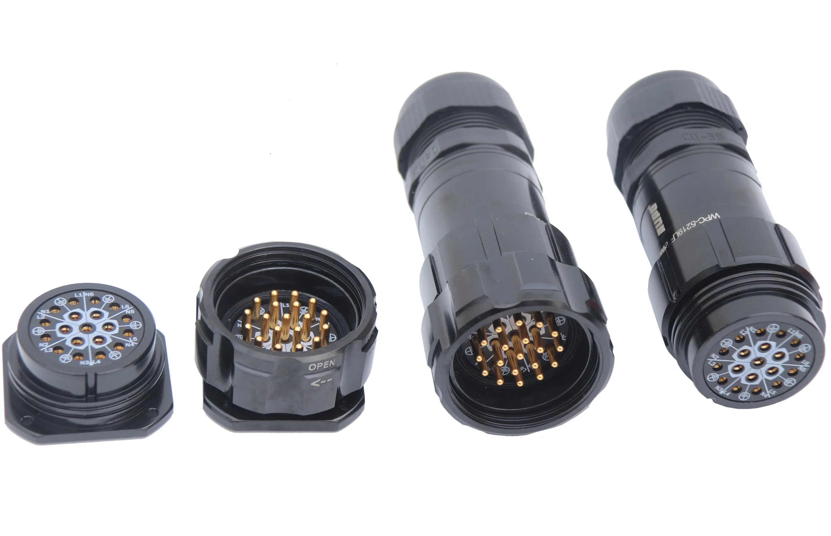 Canghe Waterproof  Black 19pin Socapex Male Plug Female Socket Inline Connectors for Stage with Cover