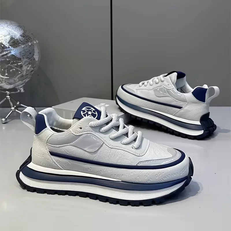 Men's Slip-Resistant Solid Color Sneakers - Low-Top Lace-Up Shoes Suitable for Casual, & Daily Wear
