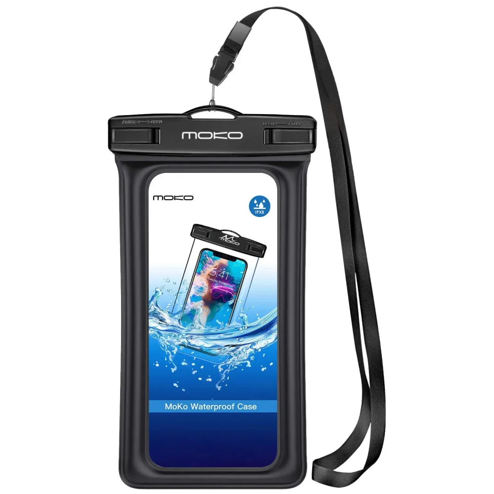 MoKo Floating Waterproof Phone Pouch Holder, Floatable Phone Case Dry Bag with Lanyard Armband for iPhone 13/13 Pro Max/12/11/XR