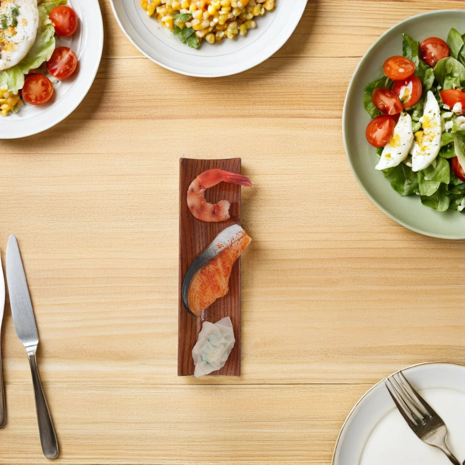

2Pcs Wood Rectangular Serving Tray Natural Grain Wood Serving Platter Sushi Dessert Fruit Snack Plate Japanese Style
