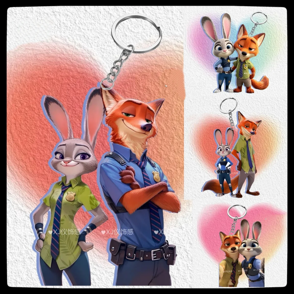 

Периферийные устройства для анимации Zootopia, мультяшные периферийные акриловые брелки, брелки для ключей Джуди Лиса и Кролика для мужчин и женщин