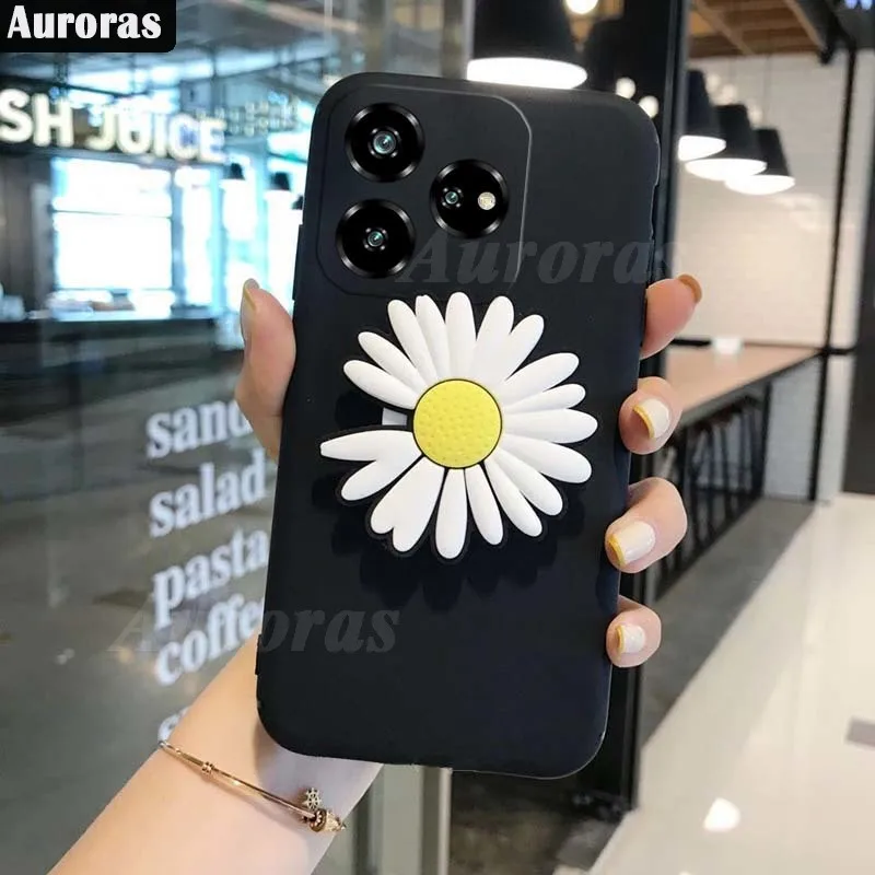 Auroras For ZTE Axon 60 Case With Chrysanthemum Holder Silicone Soft Shockproof Shell For ZTE Axon 60 Lite Cover Funda