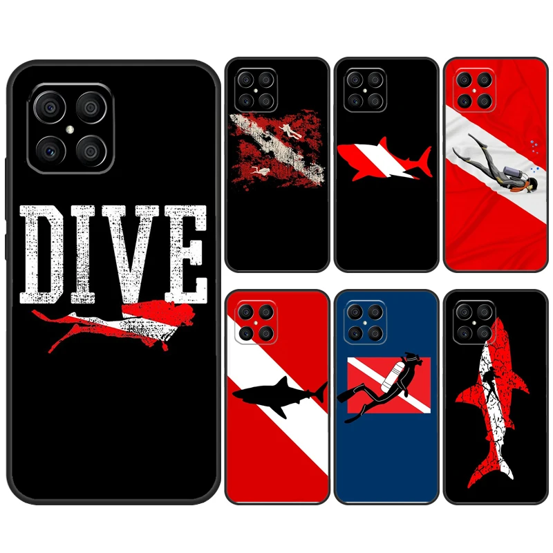 Dive Scuba Diver Shark Diving Flag Case For Samsung Galaxy M23 M33 M53 M13 M12 M32 M52 M55 M14 M34 M54 M20 M51 M21 M30s M31s