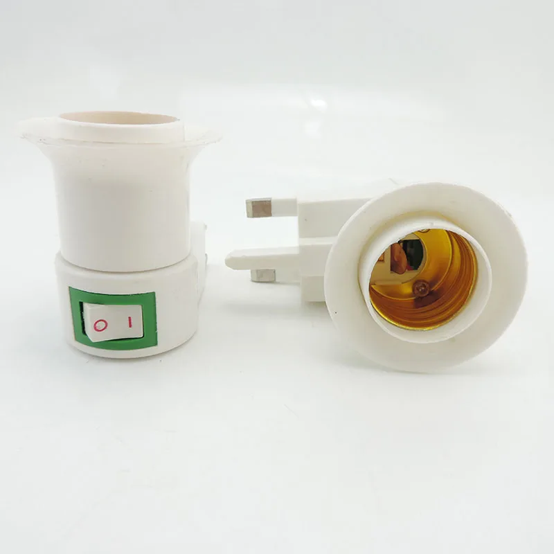 AC E27 Plug UK Type Led Bulb Converter Base 3pin Power Socket Holder Light Adapter ON/OFF Switch Control Lamp Holder Q1
