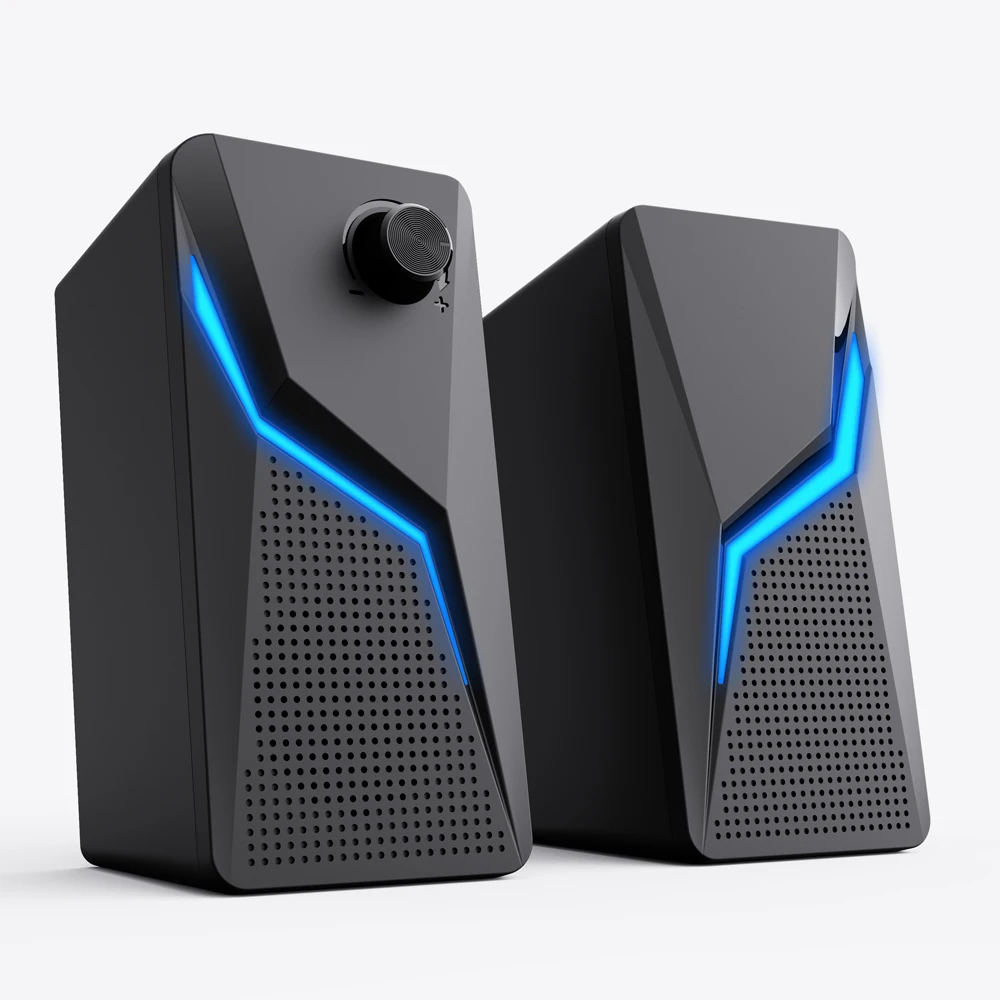 Computer Gaming Speakers PC Sound Box HIFI Stereo Microphone USB Wired With LED RGB Lighting Strong Bass 2.0 Loudspeaker