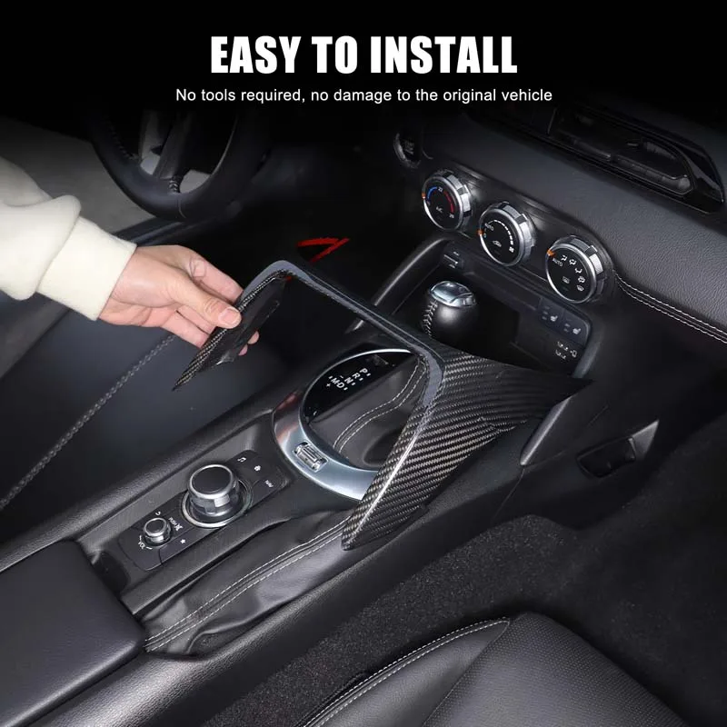 

For Fiat 124 Abarth124 2016-2024 Real Carbon Fiber Car center shift panel decoration Cover Trim Interior Car Accessories