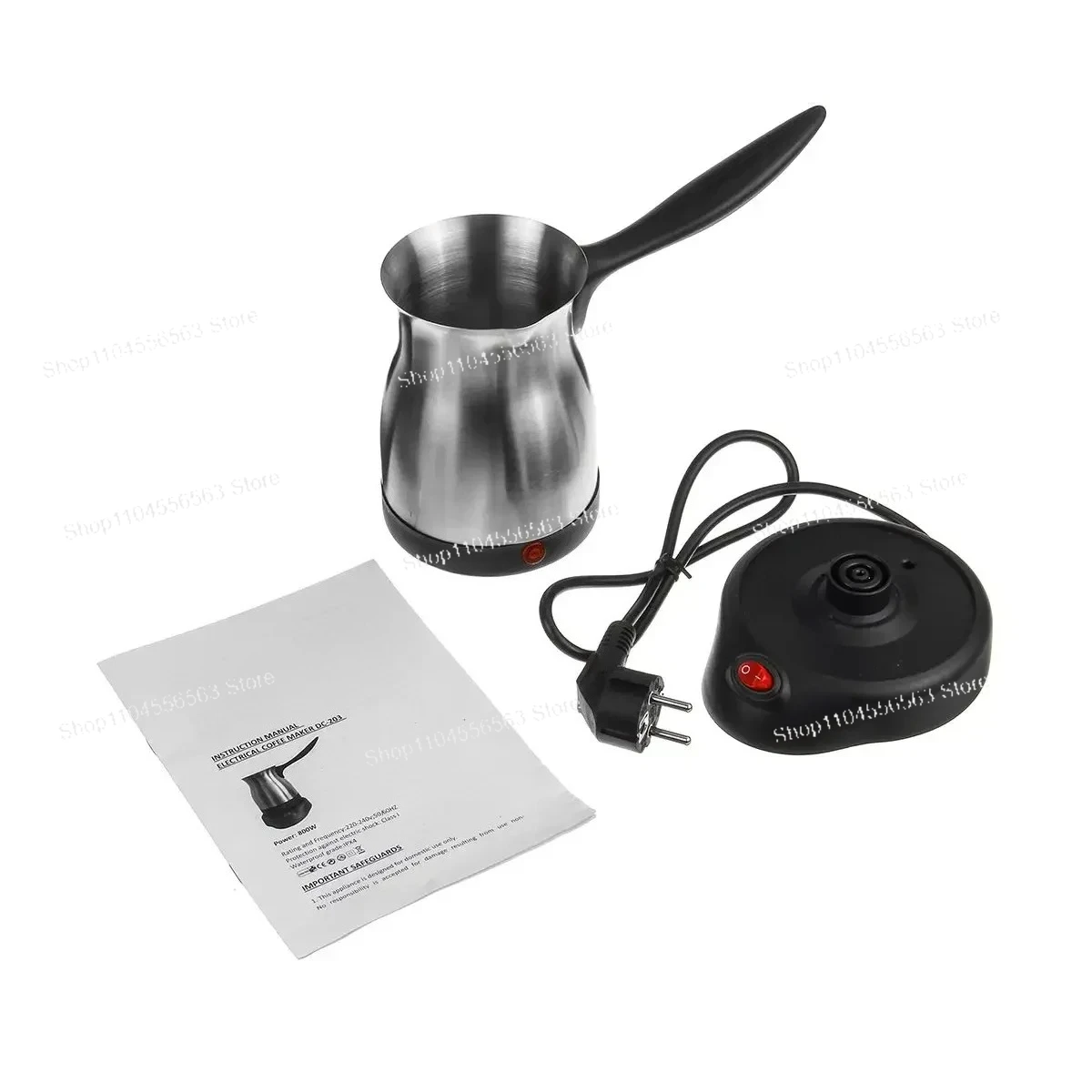 220V 800W Portable Electric Coffee Maker, Stainless Steel Detachable Moka Pot for Turkish Greek Espresso Home Office Use