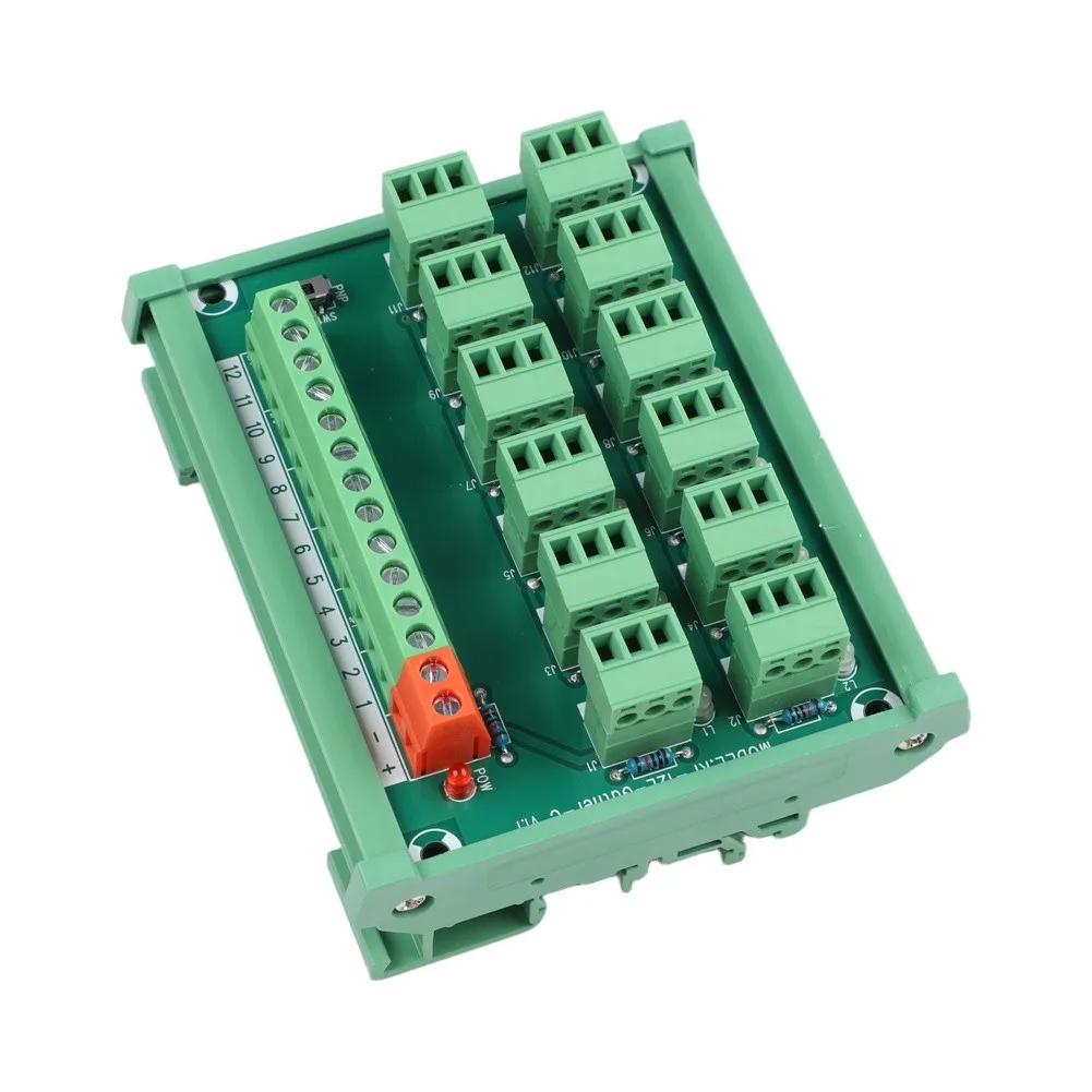 KP-12L-Gather-C 12 Channel Sensor Terminal Block For NPN for pnp For Proximity Switch Signal Collection Board Green Copper