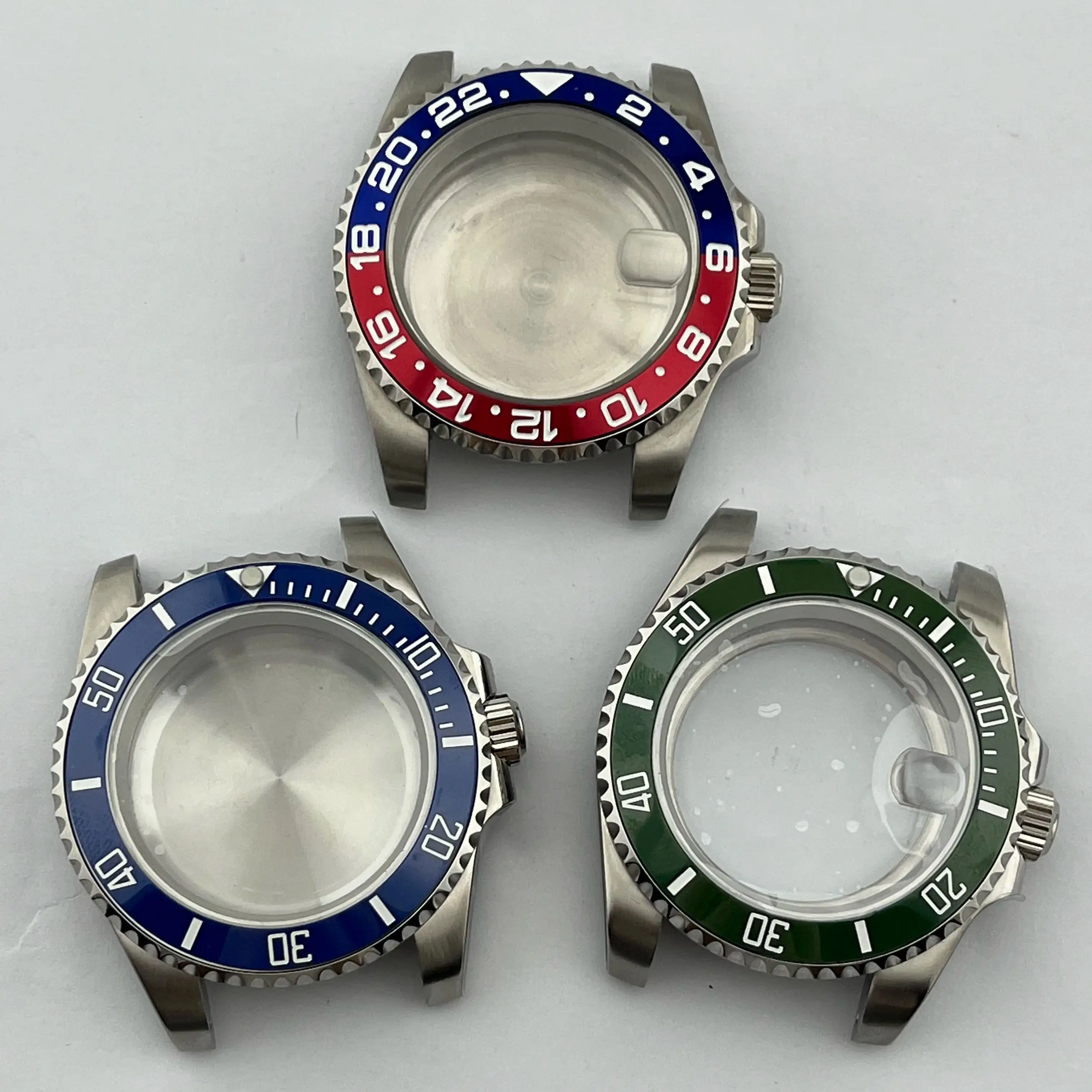 حافظة ساعة بتوقيت جرينتش 40 ملم، إطار سيراميك، مناسبة لحركات NH35، NH36، ETA2824، 2836، من الفولاذ المقاوم للصدأ.