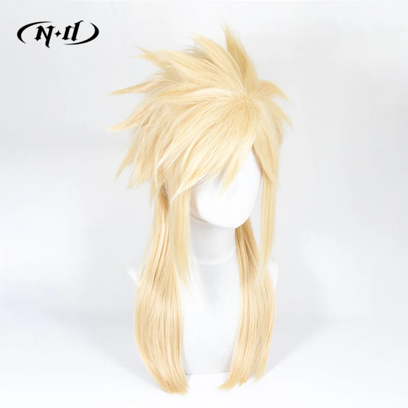 ND Cloud Strife Cosplay Wigs Game Cosplay Blonde Hair Wigs Hairpiece Heat Resistant for Game Comic Con Coser Costume Theme Party
