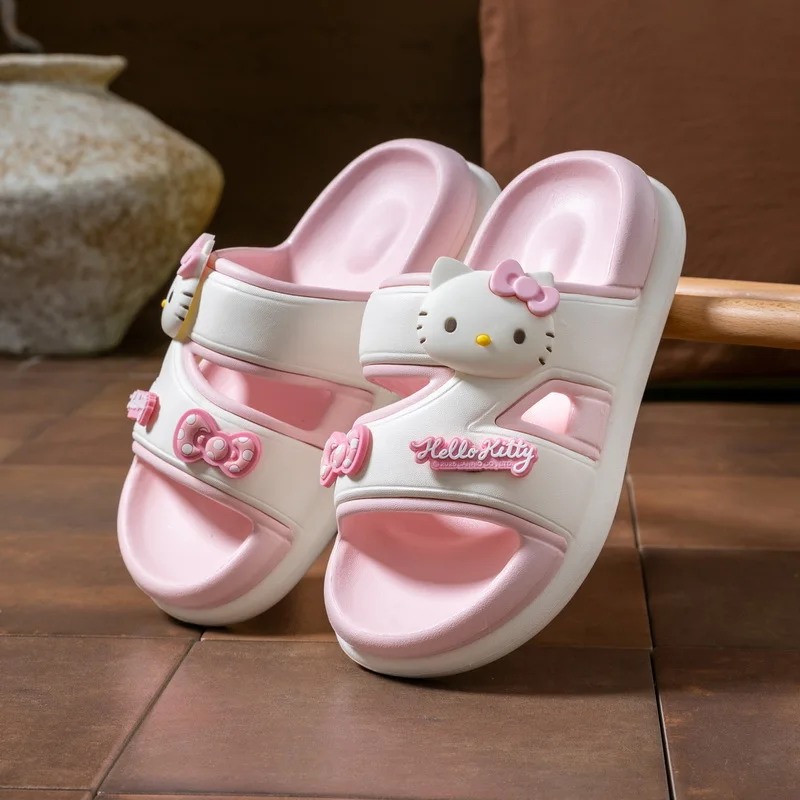 Sanrios Sandals New Hello Kitty Kuromi My Melody Pochacco Girls Soft Summer Indoor Home Slippers Soft-soled  Flat Shoes Gift Toy