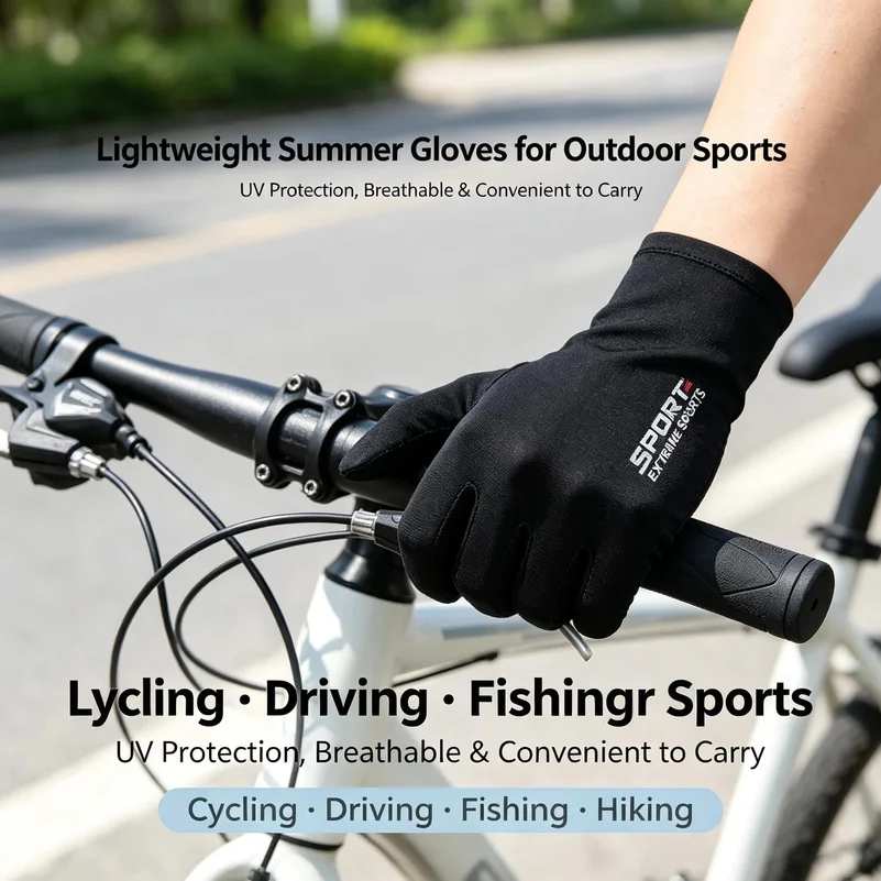 2027 New Gloves Men Ice Silk Sun Proction Driving Glove Fishing Gloves Breathable Cycling Hiking Glove Full Finger Gloves