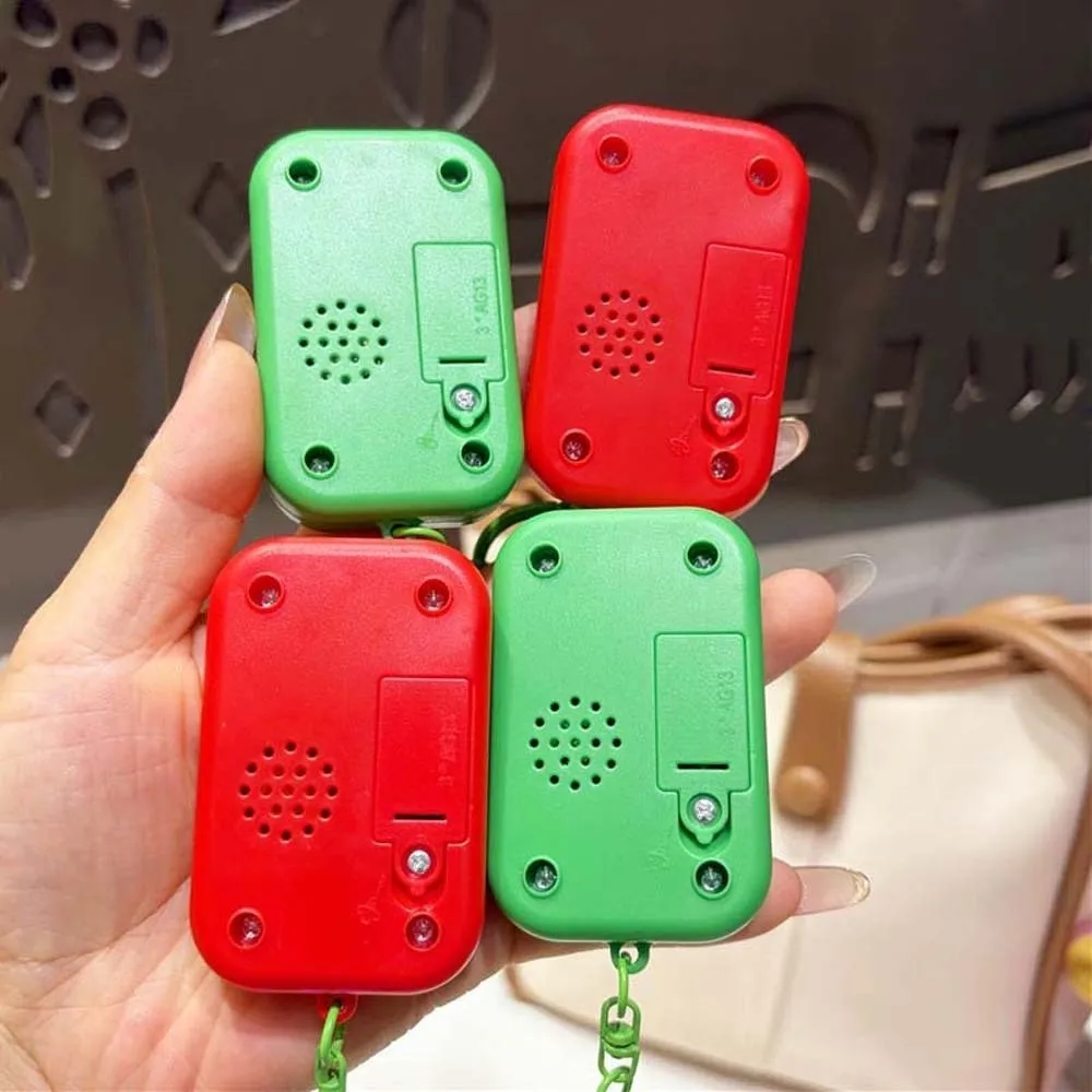 Sound Emitting Voice Button Key Chain Mechanical Mechanism Portable Size Cartoon Bag Charm Creative Design Interactive Button