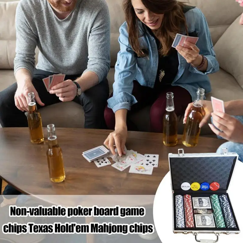 Chips For Mah Jong Games Safe Poker Chips Poker Sets Poker Chips Set With Aluminum Case For Texas Hold'Em Blackjack Card Club