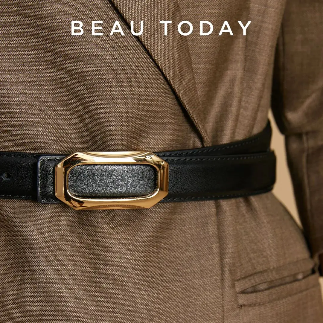 

BEAUTODAY Casual Belts Women Cow Leather Metal Square Buckle Luxury Waistband Female Fashion Accessories Handmade 91112