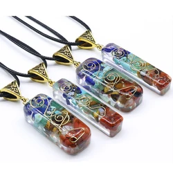 Colorful gravel necklace Natural Stone Resin Pendants Chakra Healing Chip Crystal Agate Stone Charms for Jewelry Making Necklace