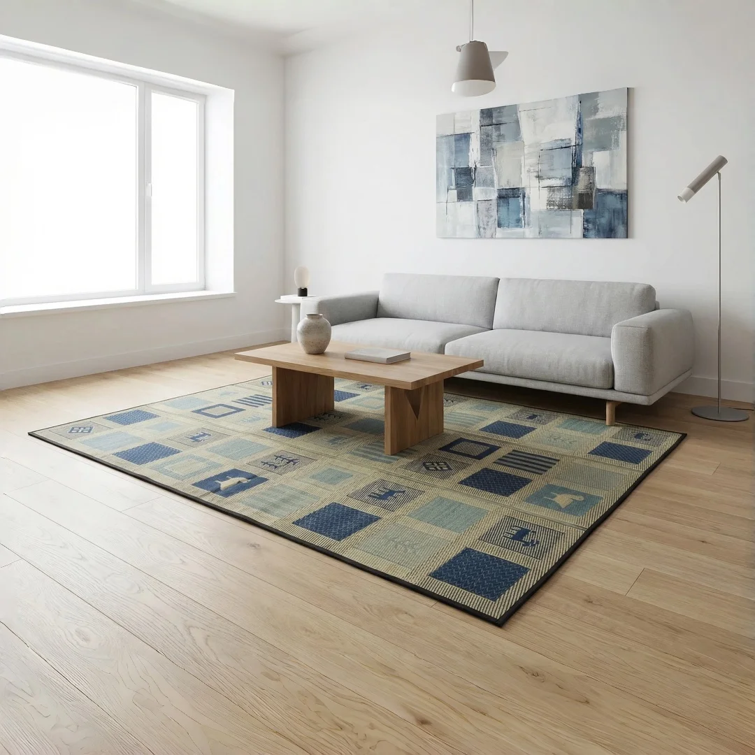 Japanese Style Rectangle Tatami Mat - 180x240cm Natural Rush Grass Floor Mat for Home, Yoga, Meditation Create Your Zen Space