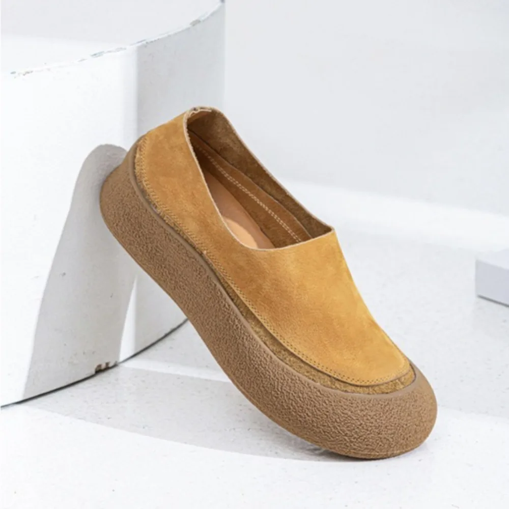 Women's Leather Casual Shoes Cowhide Casual Shoes Women Loafers Soft Sole Soft Surface Flat Large Size Women's Shoes 43