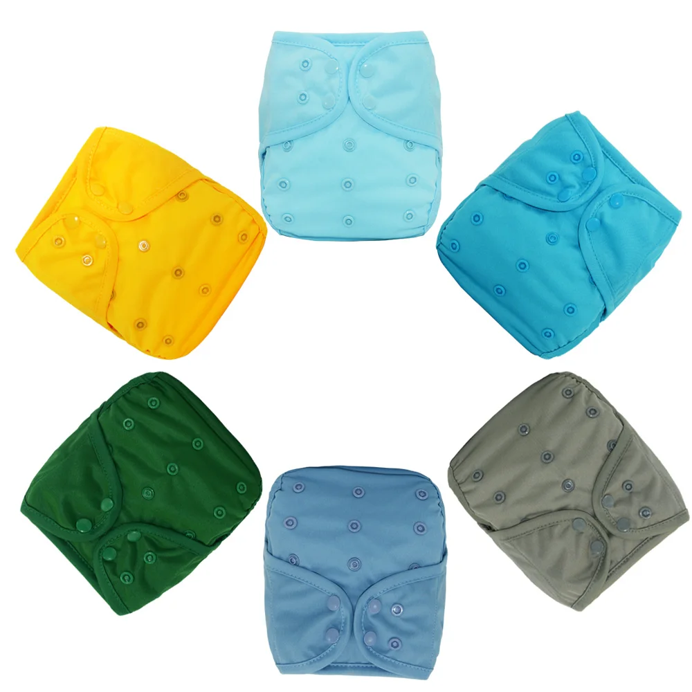 6pcs/Set  Onesize Cloth Diaper Cover Adjustable Baby Pocket Nappy fit 0-2 Years Baby Boys Girls Washable