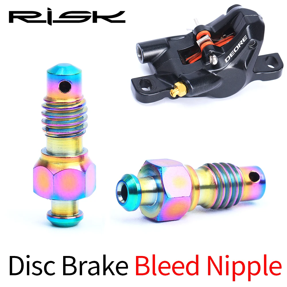 RISK 2pcs/box Mountain Bike Bicycle Titanium Alloy M6 Hydraulic Disc Brake Bleed Nipple Bolts Screw Cycling  Accessories