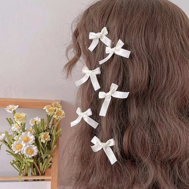 10 Stück Haarspangen mit Schleife, süße Ballettband-Haarspangen, Pony-Clips, koreanische Mini-Haarklammern für Mädchen, Kopfschmuck, Haar-Accessoires