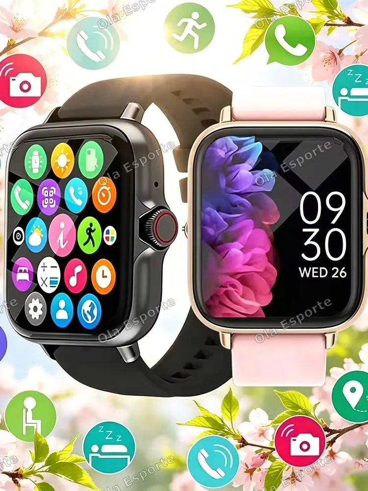 2026 Smartwatch Android iOS Telefon 1,83 Zoll Farbdisplay Bluetooth Anrufannahme Fitness-Uhr Tracker Smartwatch für Damen und Herren Neu