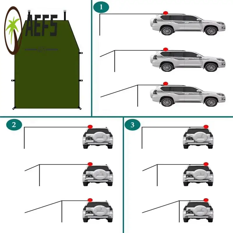 

AEF5-Portable Car Shelter Shade Camping Side Car Roof Top Tent Anti-UV Sunshade Waterproof Awning Parasol Rain Canopy