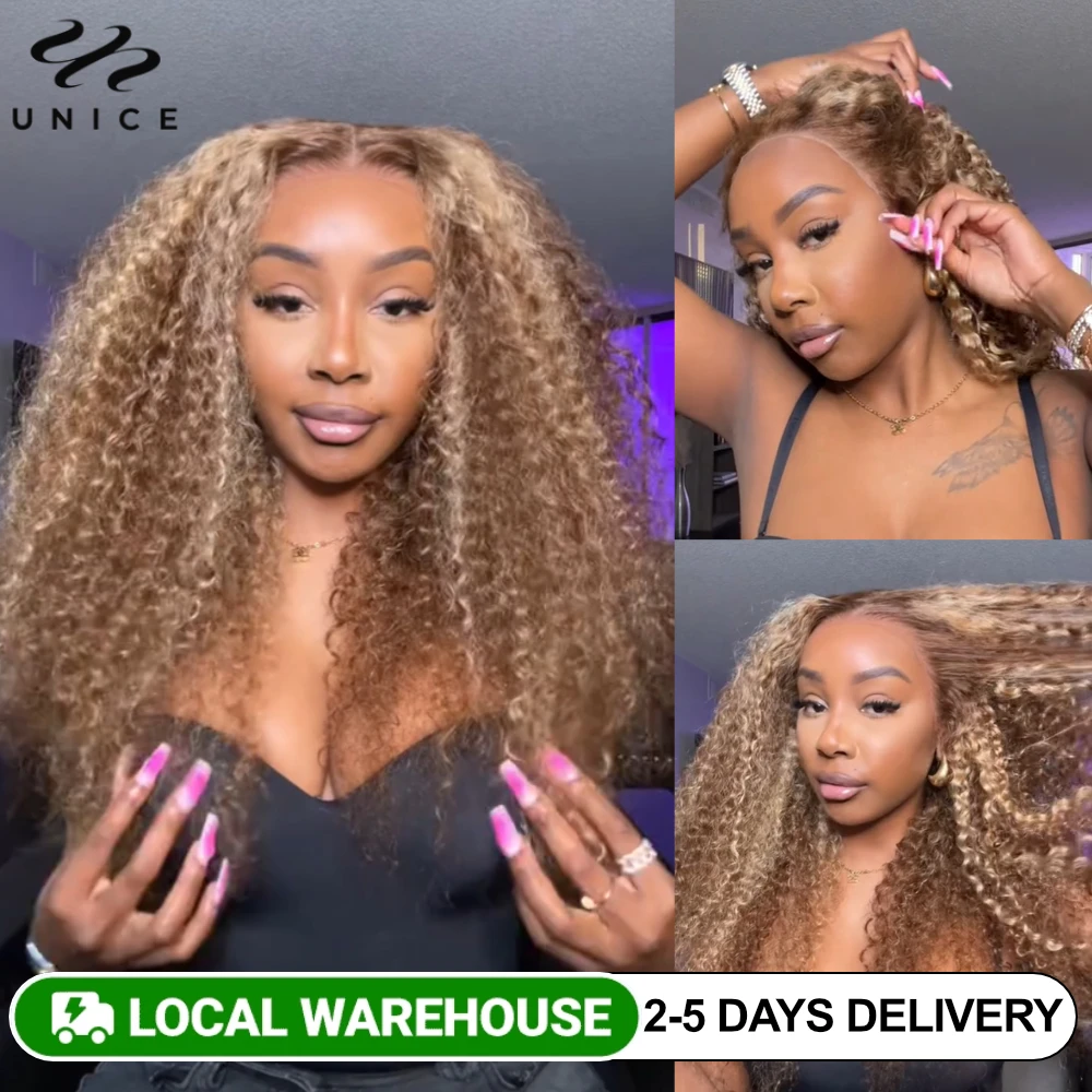 UNice Pre Everything 13x4 Lace Frontal Wig Human Hair Brown Blonde Mixed Pre Cut Bleached Plucked Wear Go Lace Wig 150% Density