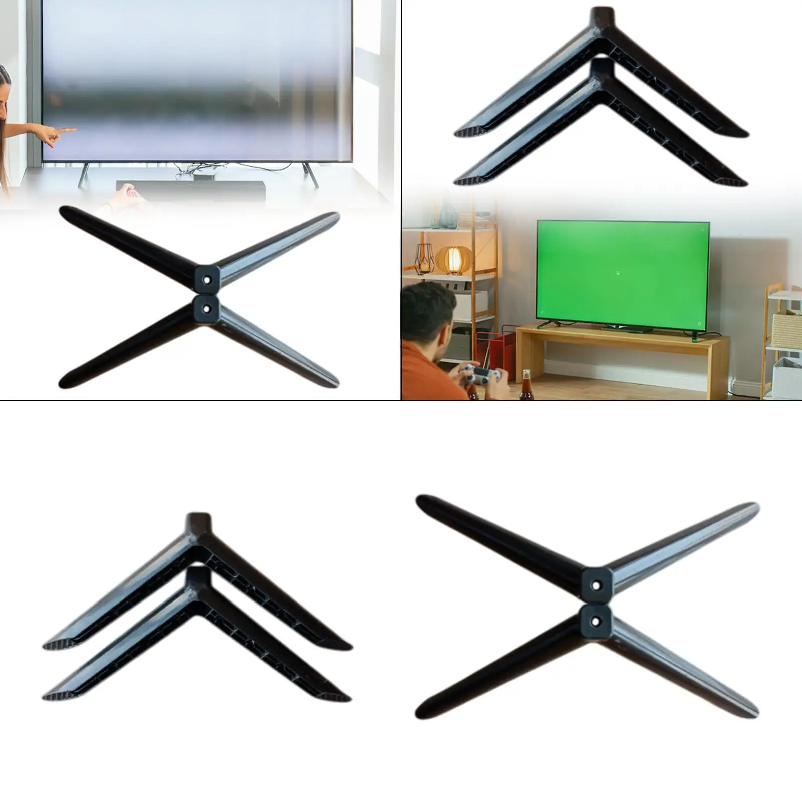 2Pcs TV Stand Base Television Holder Bracket Spare Parts, Easy to Installation Premium Replaces Sturdy TV Legs Rack Accessories