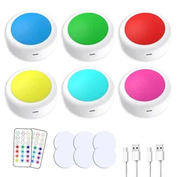 USB Rechargeable RGB 13 Colors Led Puck Light & Remote Controller Dimmable Under Cabinet Lamp for Bedroom,Wardrobe,Closet