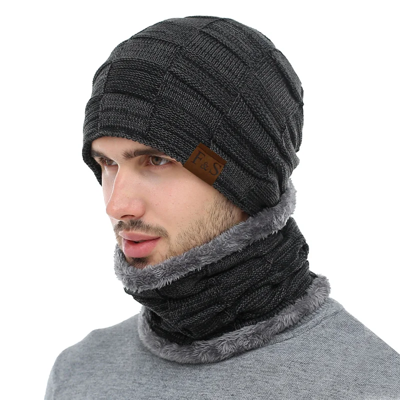 Skullies Beanies الرجال القبعات الشتوية للرجال وشاح محبوك قبعة قبعة المرأة قبعة شتوية قبعة Beany FS الذكور أوم Gorro بونيه قبعات