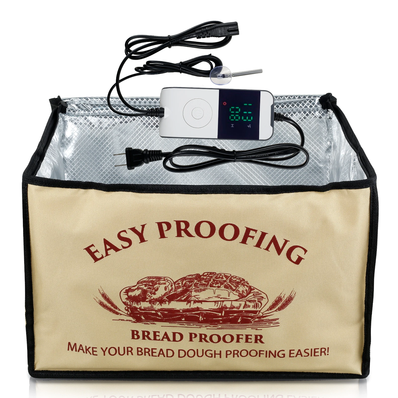 Neuer Teig-Proofer mit Heizung, Temperaturregelung, Teig-Proofing-Box, zusammenklappbarer Timing-Teig-Proofer für die Herstellung von Brotbacken