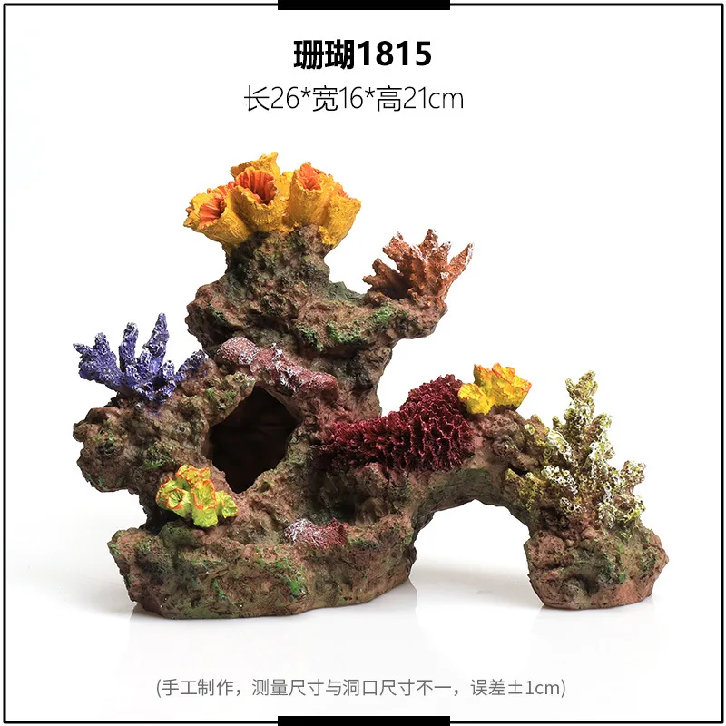 Complete Aquarium Coral Reef Decor Kit Simulation Fake Coral Rock Cave Hideout Ornament Set Fish Tank Decoration