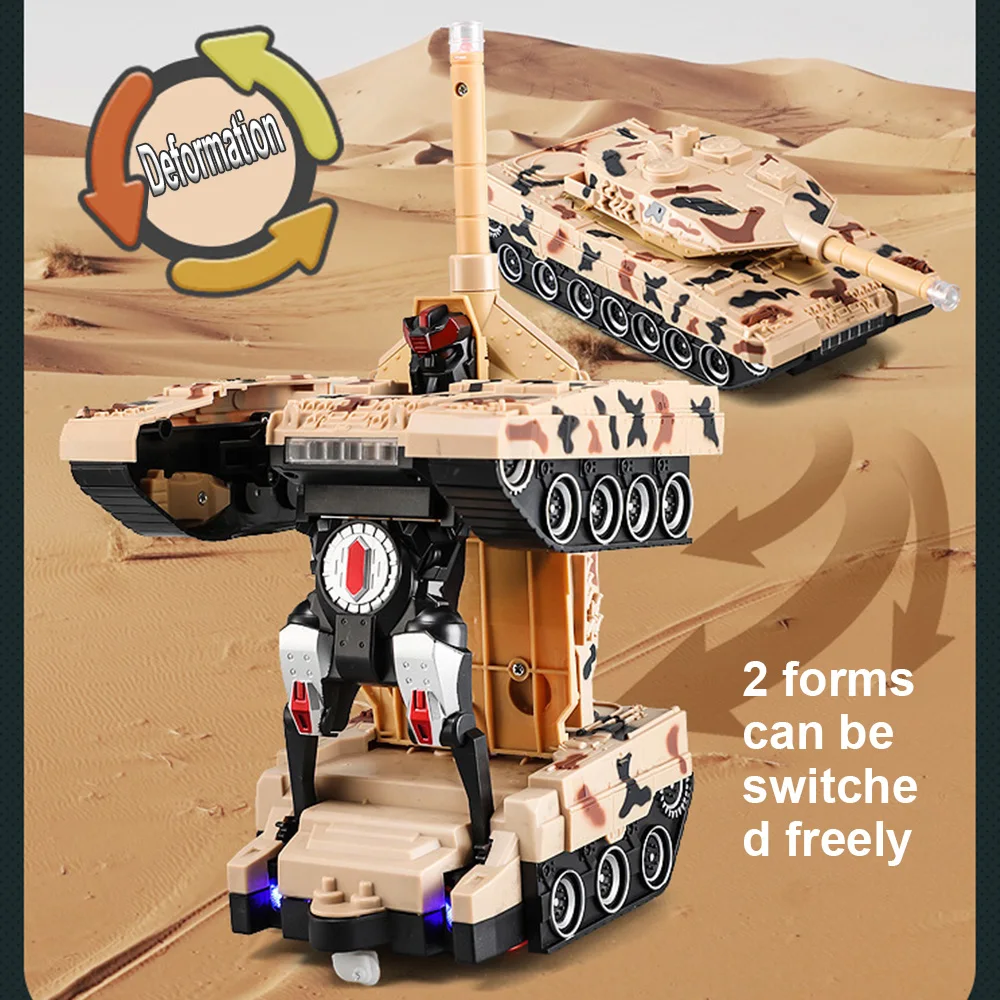 RC Battle Tank Electric Deformation Tank Robot Heavy Large Interactive Military War Remote Control Toy Boy Toys