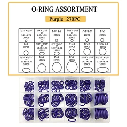 270 Pz 18 Formati O-Ring Gomma O Ring di Tenuta Viola NBR Oring Nitrile Rondella di Tenuta O-Ring Assortimento Kit O-Ring Set Guarnizioni scatola